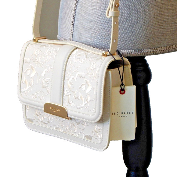 TED BAKER London Ginn Marie Floral Embroidered Crossbody Shoulder Bag Ivory NWT - Picture 7 of 14